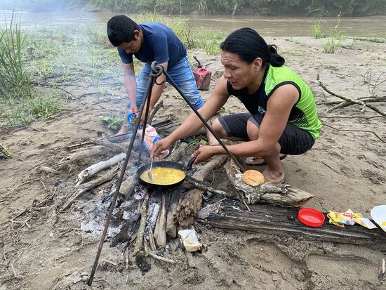 Delfin bereitet Rührei zu