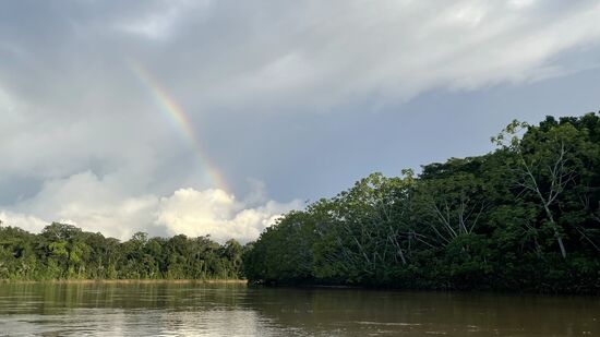 Nun regnet es aber wieder und ein schöner Regenbogen ist zu sehen