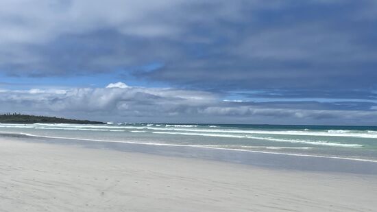 Heftiger Wellengang und die rote Fahne ist gehisst