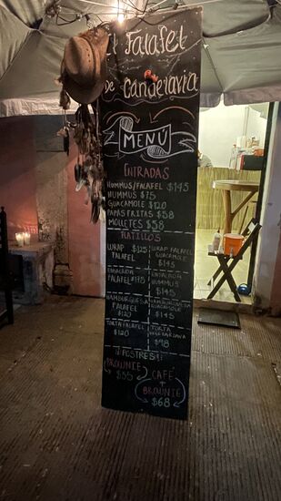 Abends essen wir mal Vegan—nicht dass wir da Appetit drauf hatten, aber es war gleich nebenan und es sah so einladend aus. Leider gab es nur 2 Tische, die beide besetzt waren