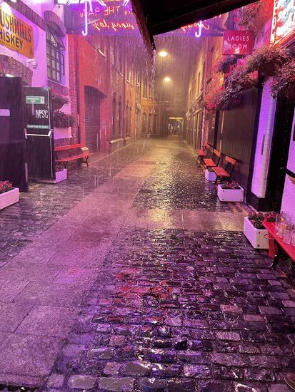 Es fängt wieder fürchterlich an zu regnen--