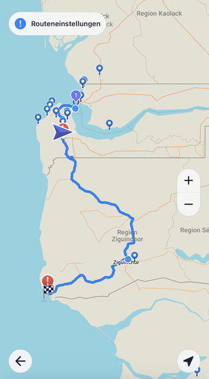 Unsere heutige Strecke: ca 220km-