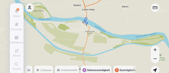 Hier setzen wir nun von der Nordseite auf die Insel über