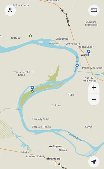 Fast am Ende des Gambia-River ist „Wassu“ und nur ein Stück weiter gehts per Boot zu den Inseln, auf denen die Schimpanzen und Hippos leben