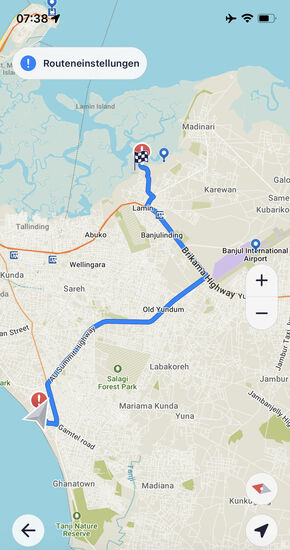 Eigentlich sind es nur 25 km, die sich aber durch den zähen Stadtverkehr über eine Stunde ziehen