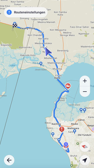 Für heute haben wir die eintägige Safari im Senegal gebucht. Dafür müssen wir wieder die Fähre Banjul-Barra nehmen und die Grenze zum Senegal überqueren