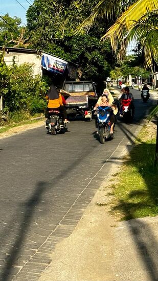 1,5 km vor unserem Hotel beschließe ich, den Rest des Weges zu Fuß zu gehen. Thomas fährt allein weiter.