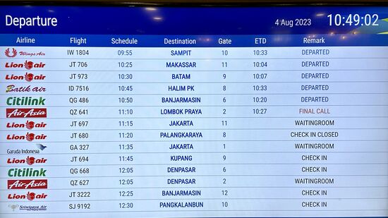 Viele Domestic-Flüge mit den asiatischen Billig-Airlines