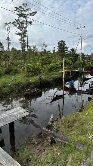 Ein paar vergessene Boote liegen hier im Bach und gammeln vor sich hin……
