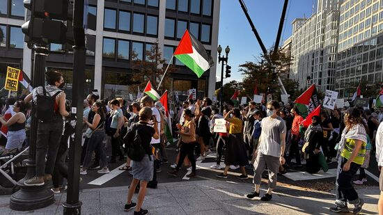 Und hier eine große Gruppe von Palästinenser-Sympathisanten