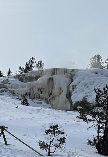 Die Sinterterrassen, die durch das sehr kalkhaltige Wasser entstehen
