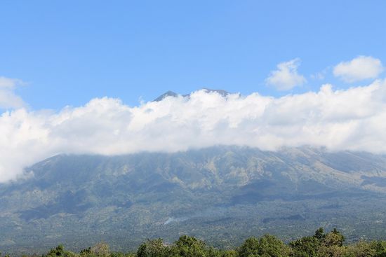 leider wolkenverhangen, der Gunung Agung