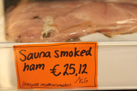 ... aha, Schinken gehört also in die Sauna, soso ...