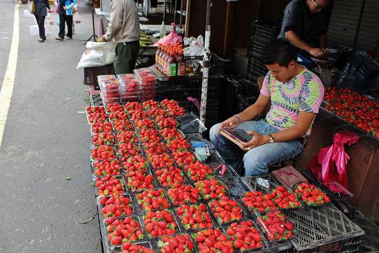 ... Erdbeeren, eine Seltenheit am Äquator ...