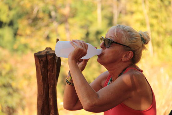 literweise Wasser benötigt man in den Bergen