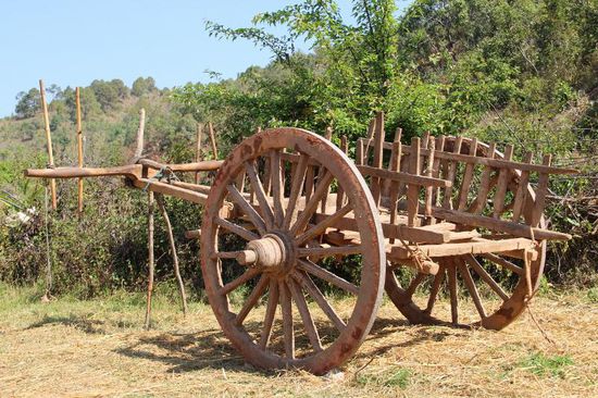 schöner alter Ochsenkarren, übrigens noch in Betrieb....
