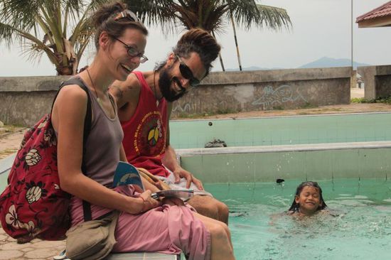 mit Enrico und Julia bei den Thermalquellen....