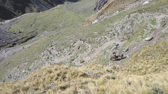Ein Blick zurück auf das steilste Stück - irgendwo da unten müht sich auch Pippo ab 