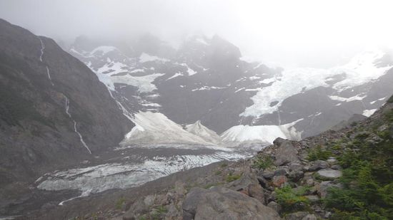 Der Gletscher Frances - hier sind wir etwa zum Camp zurückgekehrt...