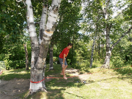 noch ein wenig Slacklining vor dem Abstieg