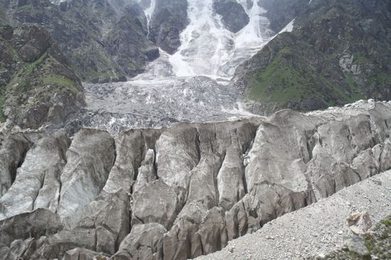 Vom Herrligkoffer-Camp, 3.450 m, (Basecamp der Südseite des Nanga-Parbat)gelangt man zur Rupalwand. Sie ist die höchste Eiswand der Erde und galt lange Zeit für undurchsteigbar. Der Münchner Arzt Prof. Dr. K. M. Herrligkoffer bezwang  1970 diese außergewöhnliche Wand. Was ihr also vorne seht, ist kein Stein sondern alles Gletschereis.